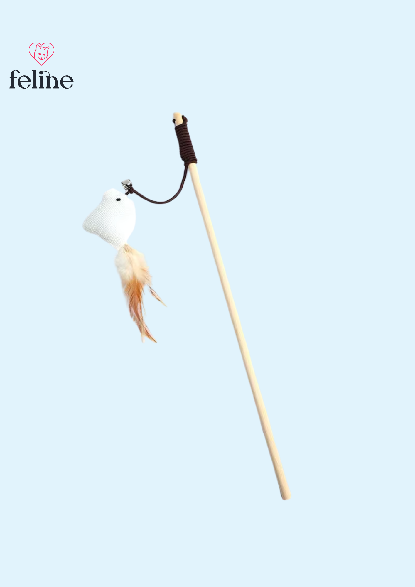Juguete para gatos de plumas y madera