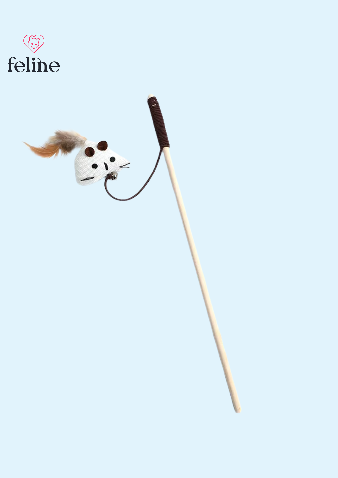 Juguete para gatos de plumas y madera