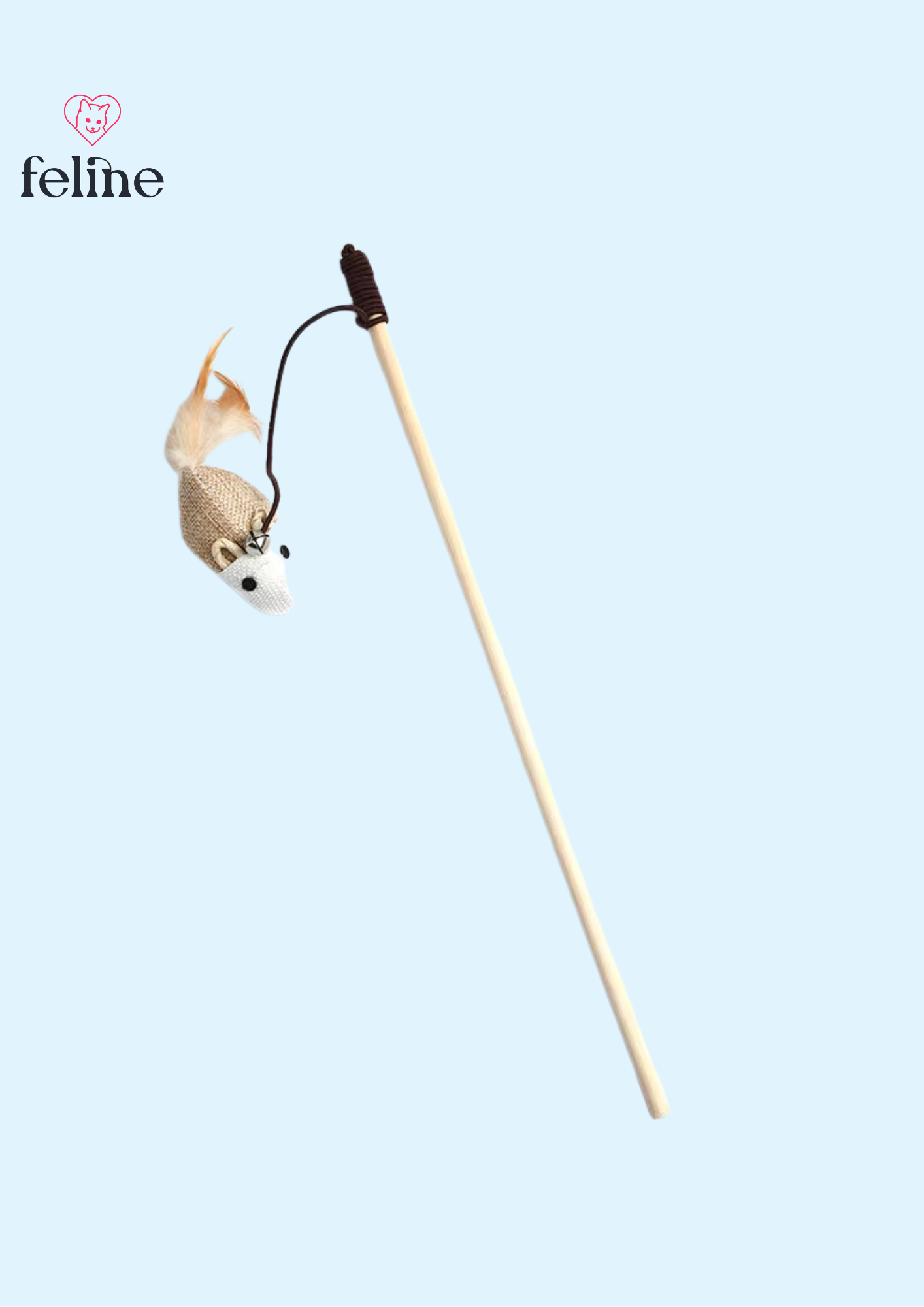Juguete para gatos de plumas y madera