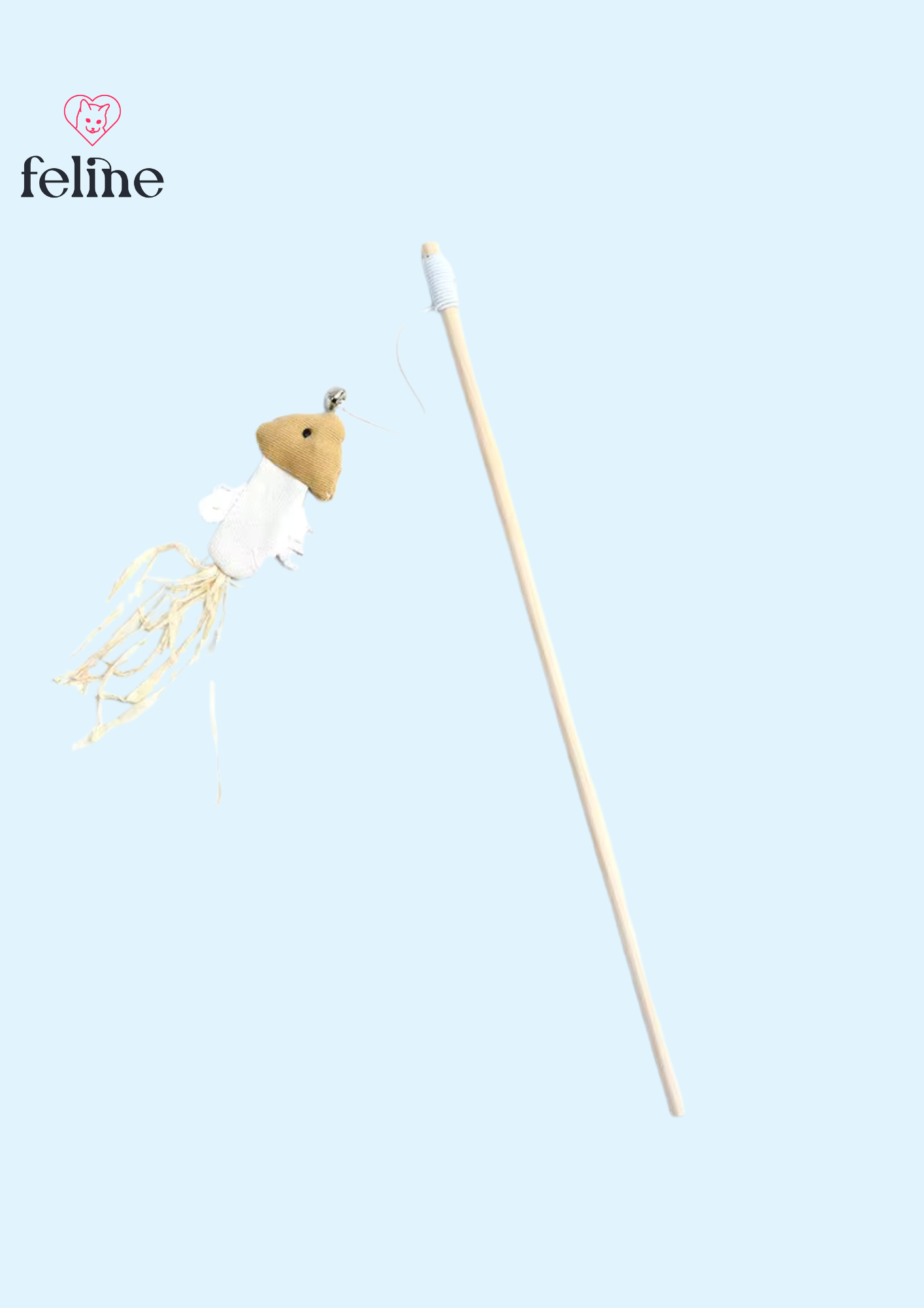 Juguete para gatos de plumas y madera
