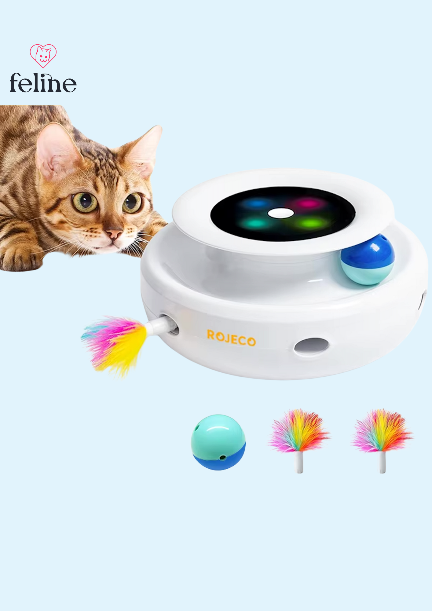 Chat jouant avec un jouet automatique