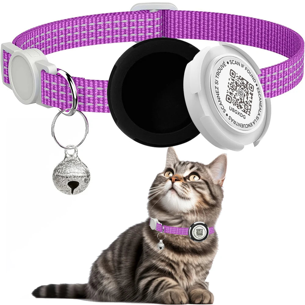 Collar para gatos con código QR compatible con Apple AirTag