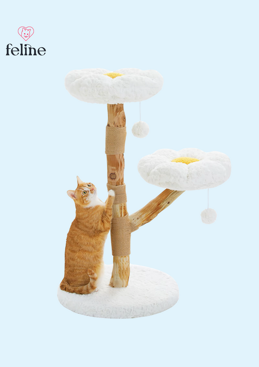 Petit arbre à chats premium - Design en fleurs