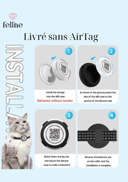Collar para gatos con código QR compatible con Apple AirTag
