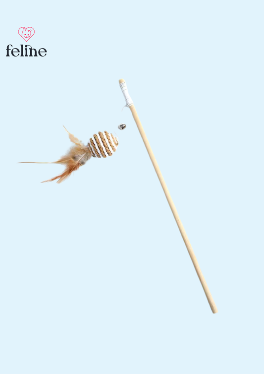 Jouet à plumes et en bois pour chats