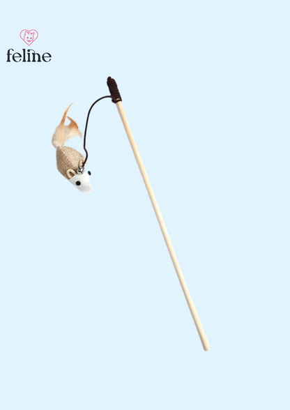 Juguete para gatos de plumas y madera