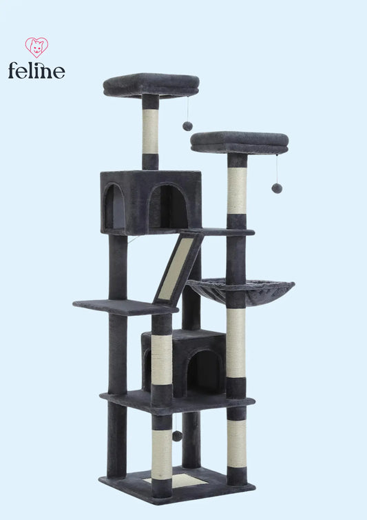 Grand arbre à chat avec plateformes, planches à gratter et perchoirs - MyFeline