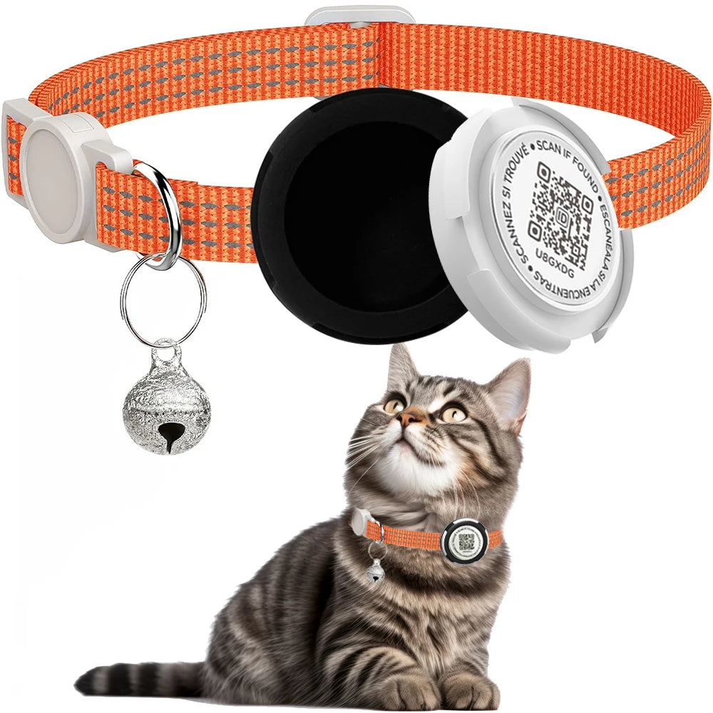 Collar para gatos con código QR compatible con Apple AirTag